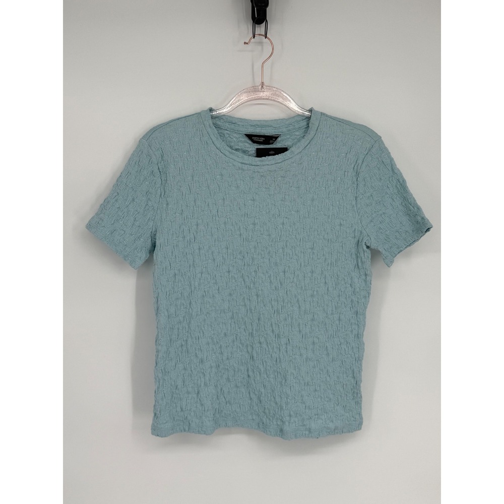 Simply Vera Verawang Short Sleeve Blue Top Womens Sz M